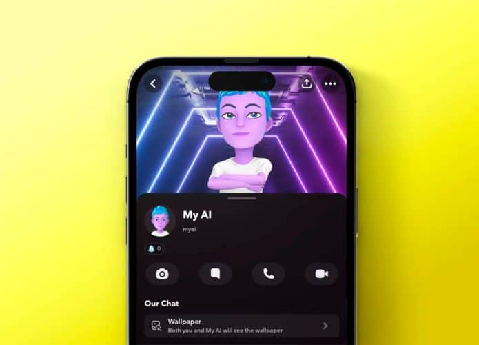 iPhone com página do chatbot My AI do Snapchat aberta