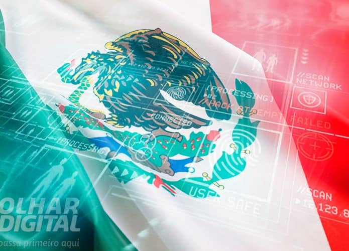 Bandeira do México misturada com ilustração de spyware