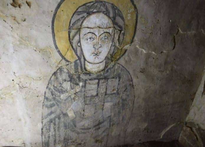 Pintura de Maria encontrada no Sudão (Credito: Adrian Chlebowski/ Universidade de Varsóvia)