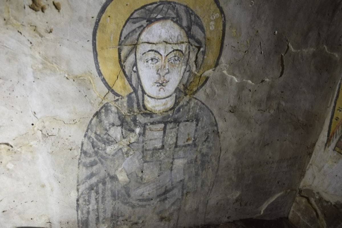 Pintura de Maria encontrada no Sudão (Credito: Adrian Chlebowski/ Universidade de Varsóvia)