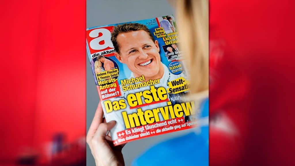 Capa de revista com entrevista fake com Michael Schumacher