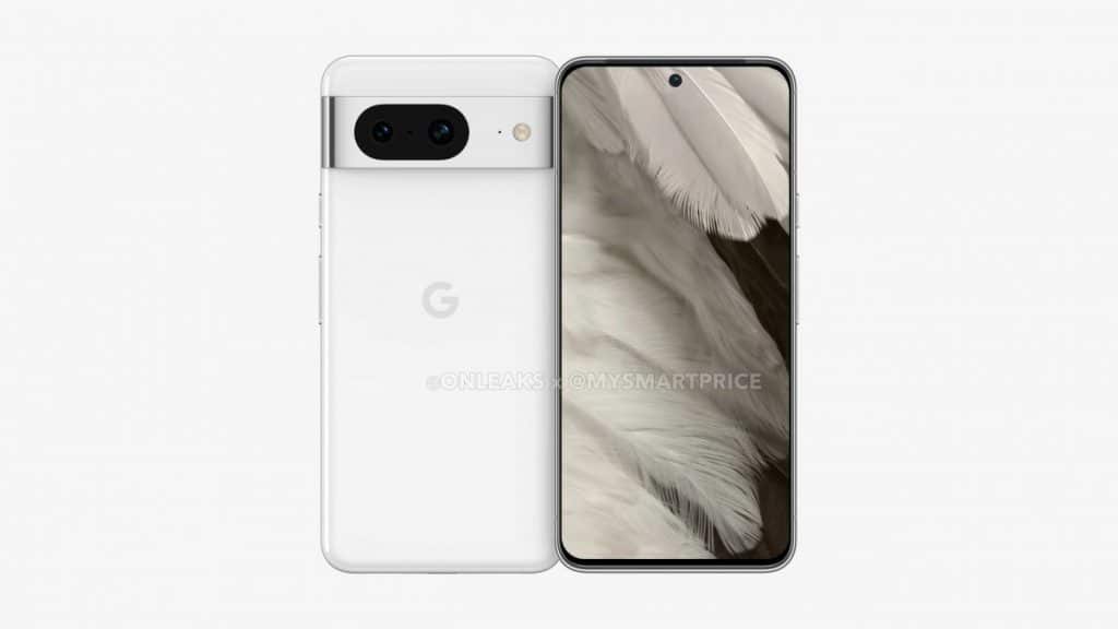 Renderização do Google Pixel 8. Imagem: Reprodução/OnLeaks