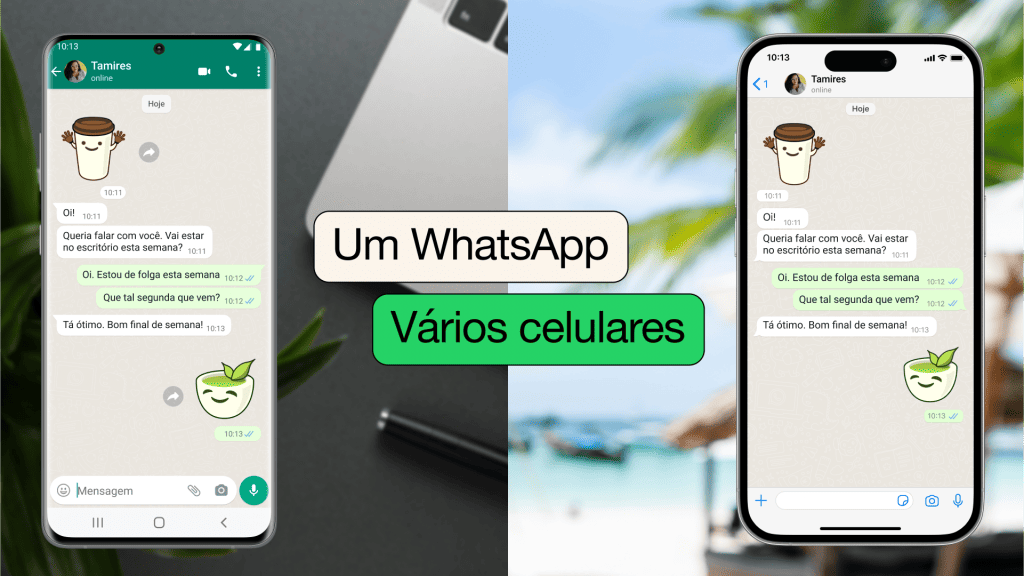 WhatsApp em dois celulares (Imagem: divulgação/Meta)