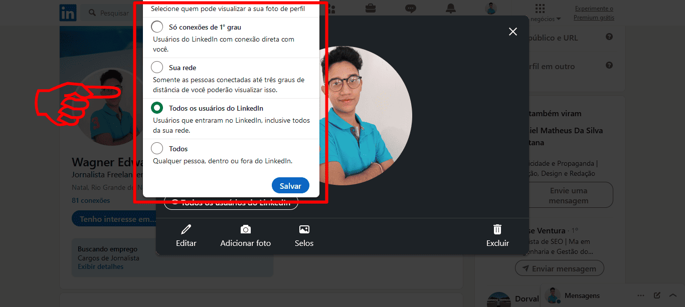 5 - como definir quem pode ver sua foto no linkedin