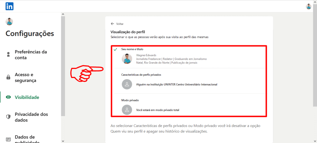 Como funciona o modo privado no LinkedIn - Olhar Digital