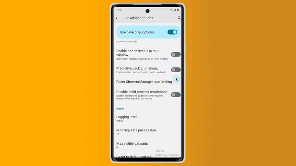 Tela de novo Android com botão voltar visível