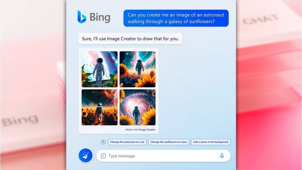 Captura de tela do Bing Image Creator