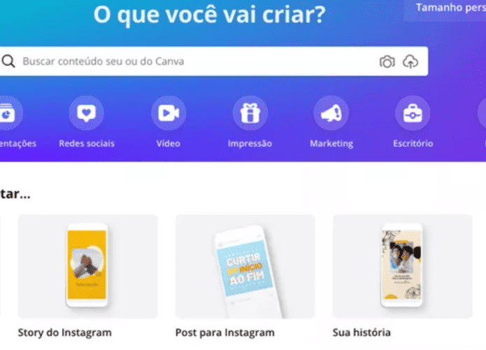 Imagem de entrada do Canva