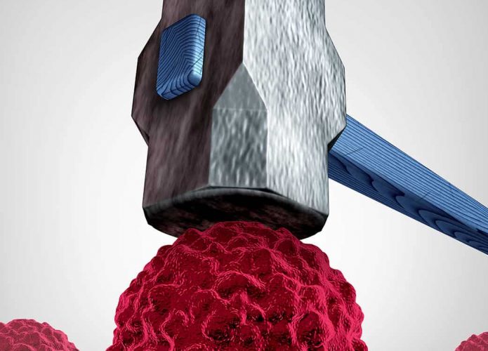 Ilustração representa a destruição de células cancerosas