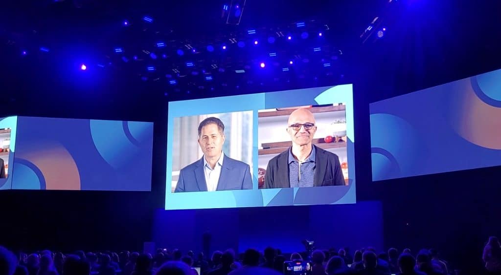 Michael Dell, CEO da Dell, e Satya Nadella, CEO da Microsoft
