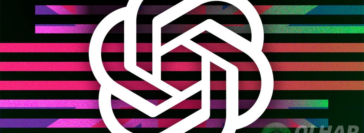Logomarca do ChatGPT com imagens misturadas ao fundo da tela do chatbot e bandeira do Reino Unido