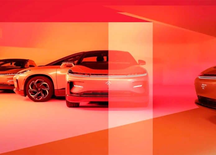 Montagem com fotos do FF 91 2.0 da Faraday Future