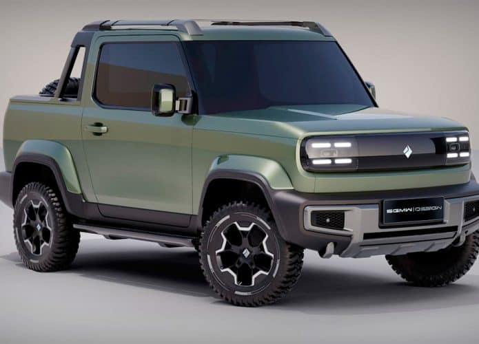 Visão de frente da minipicape elétrica Baojun Yep EV