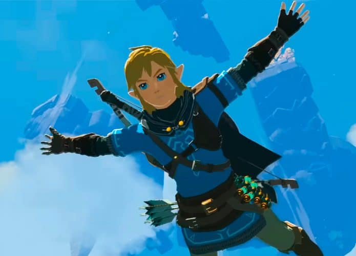 Link em queda livre no novo Zelda