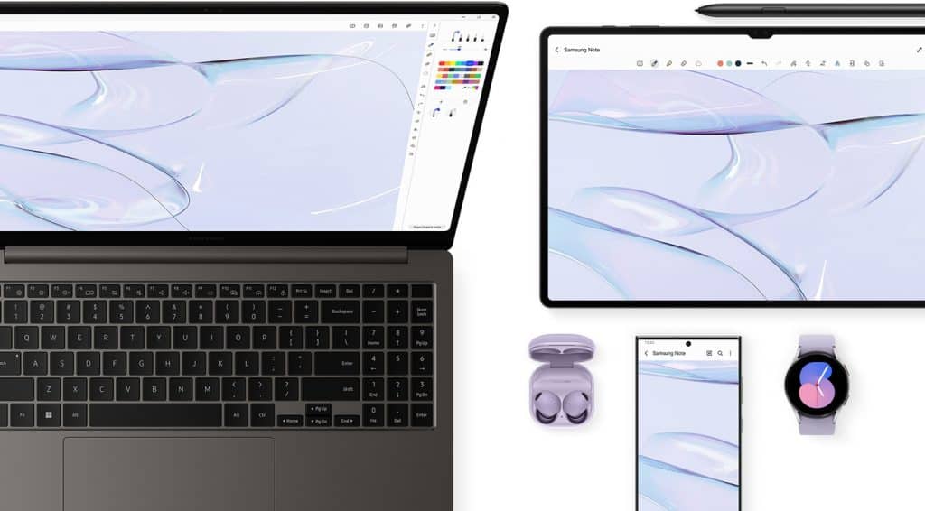 Galaxy Book 3 Ultra com dispositivos Samsung (Imagem: divulgação/Samsung)