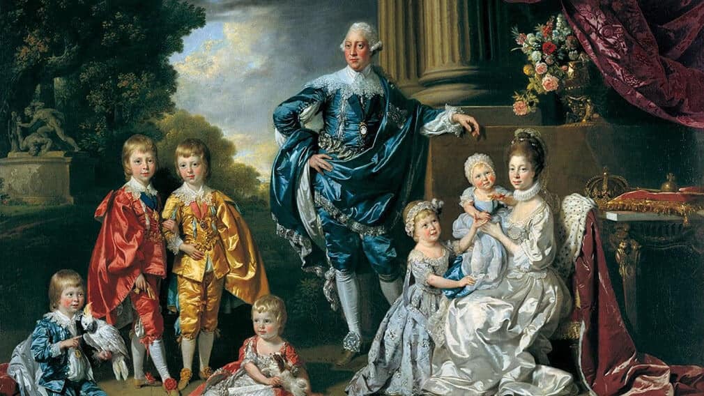 Rainha Charlotte, Rei George III e seus primeiros filhos por Johann Zoffany/Royal Collection Trust