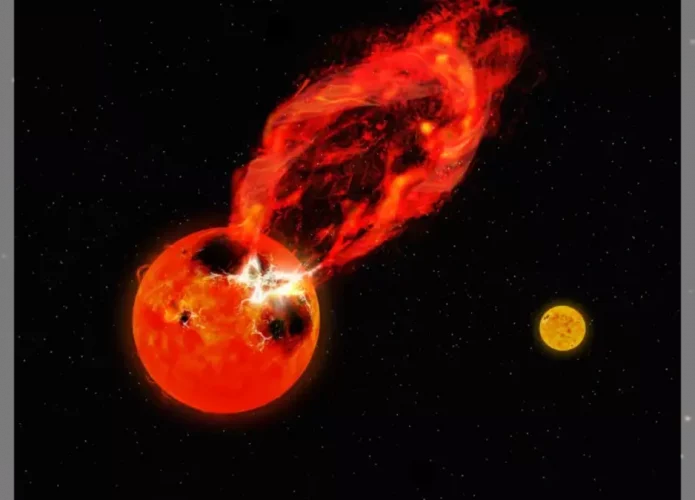 Ilustração da explosão na constelação de Orion (Credito: NAOJ)