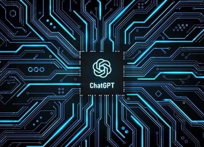 Ilustração de chip do ChatGPT com diversas conexões