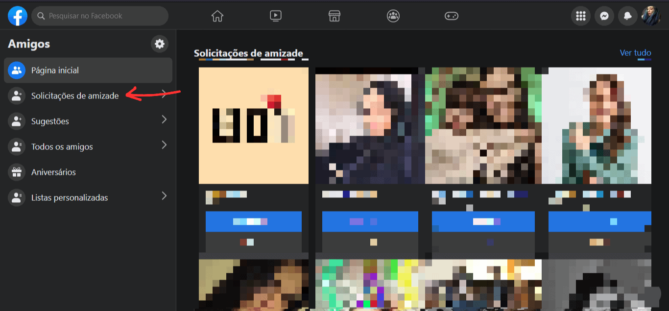 solicitação de amizade no facebook passo 2