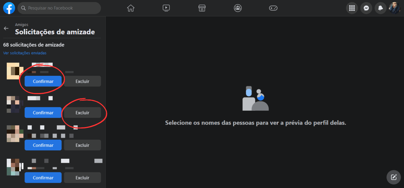 solicitação de amizade no facebook passo 3
