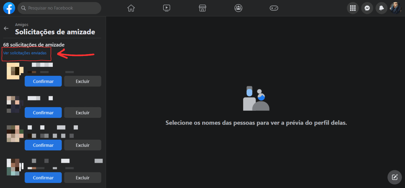 solicitação de amizade no facebook passo 4