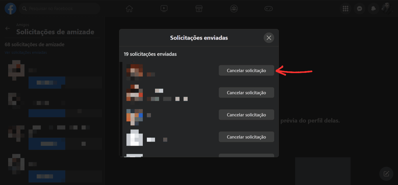 solicitação de amizade no facebook passo 5