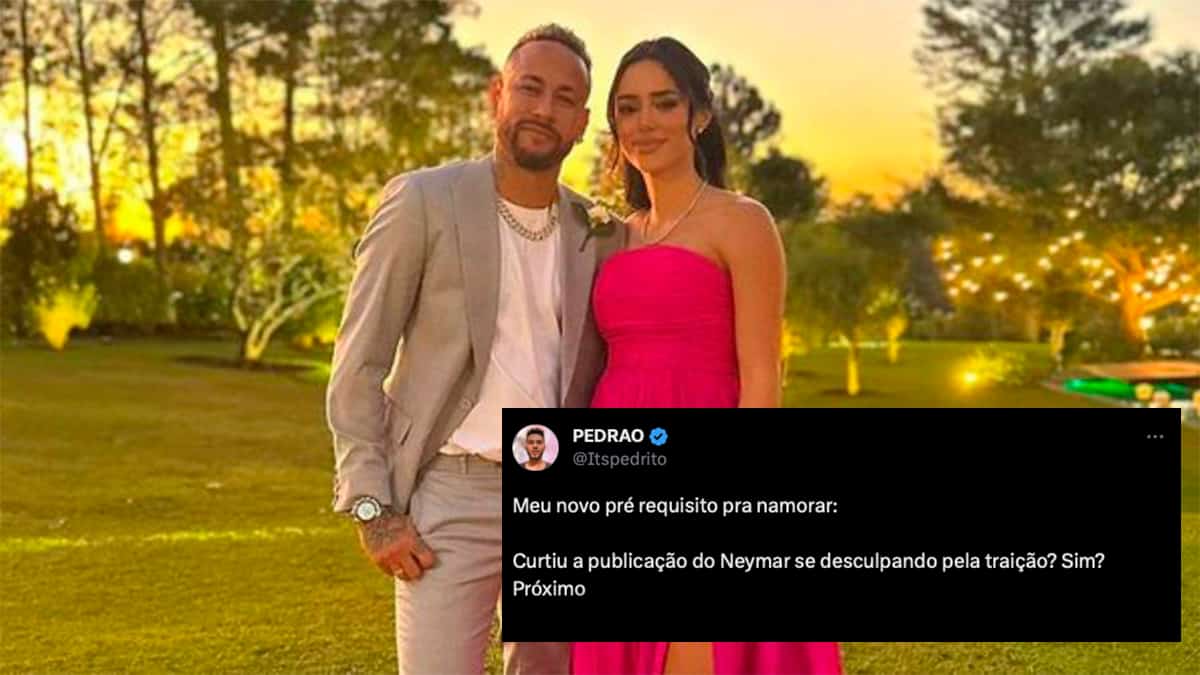 Tweet sobre post do Neymar em cima de foto do jogador com a namorada