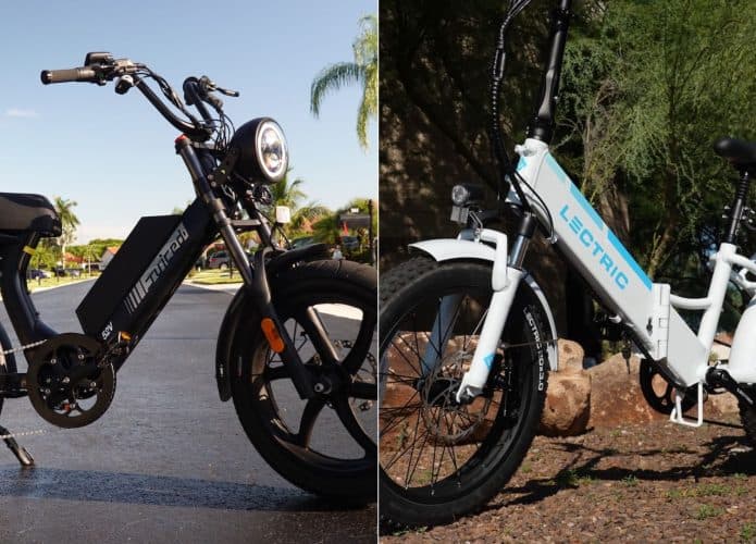 Montagem de fotos das e-bikes Juiced Scorpion X e Lectric XP 3.0