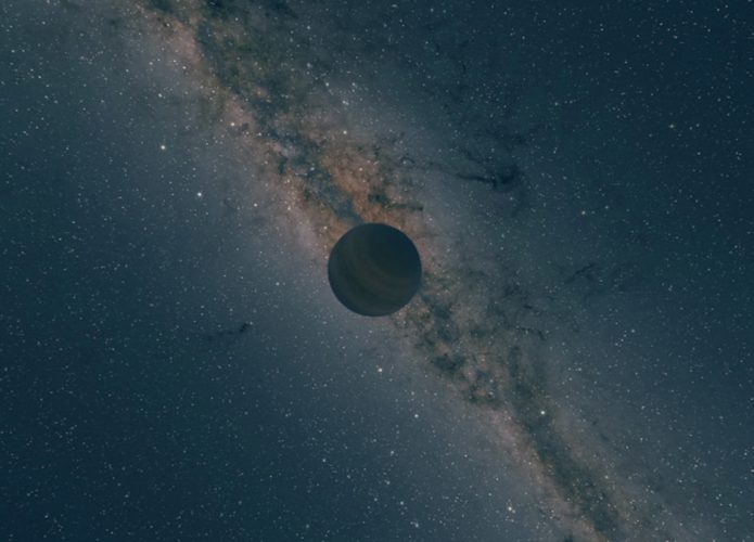Foto tirada pela NASA de um planeta alienígena com a Via Láctea ao fundo