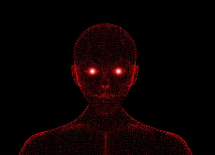 Ilustração de inteligência artificial malígna