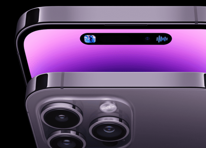 Imagem mostrando dois Iphones 14 Pro e Pro Max em detalhes
