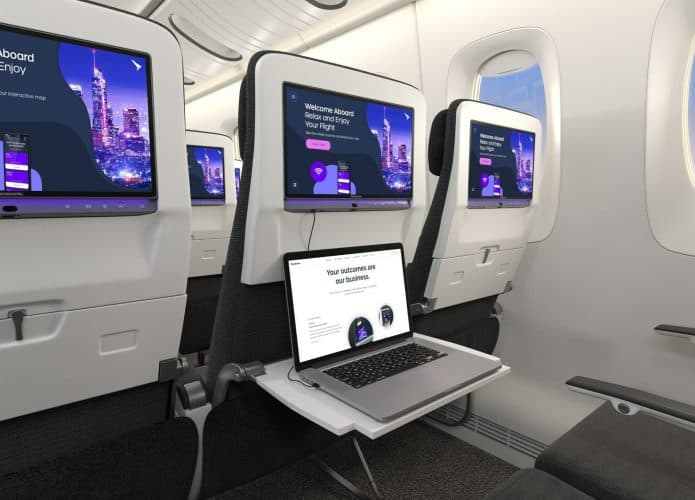 Tela 4K da Panasonic na United Airlines (Imagem: divulgação/Panasonic Aviation)