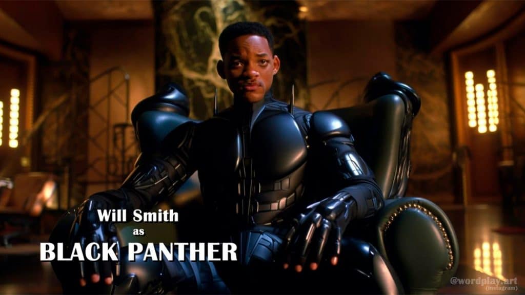 Will Smith no papel de Pantera Negra nos Vingadores dos anos 90