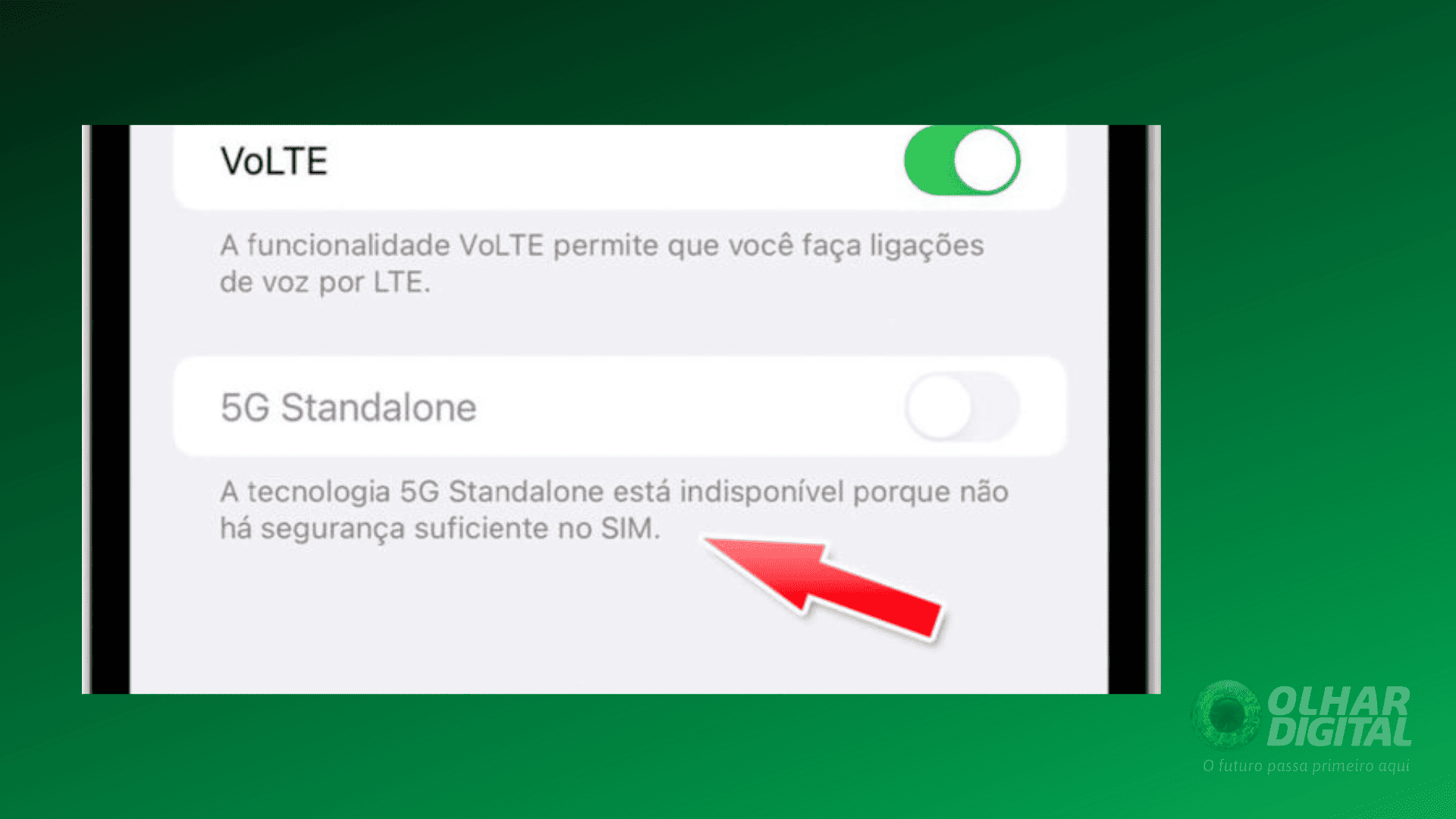 Imagem mostrando o passo 2 de ativação do 5G puro