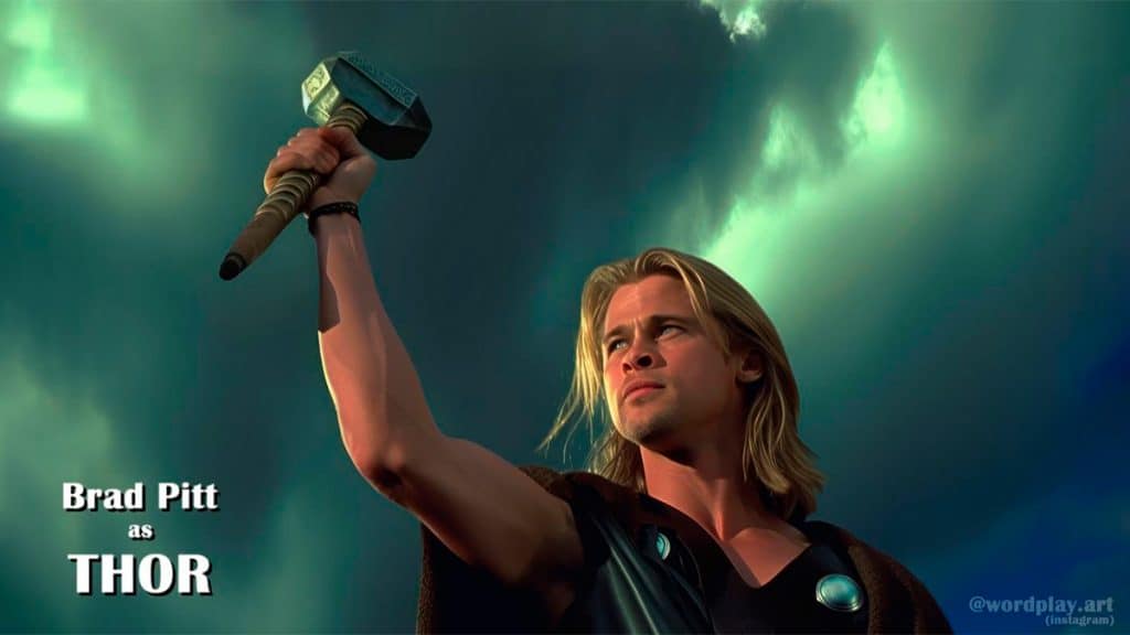 Brad Pitt no papel de Thor nos Vingadores dos anos 90