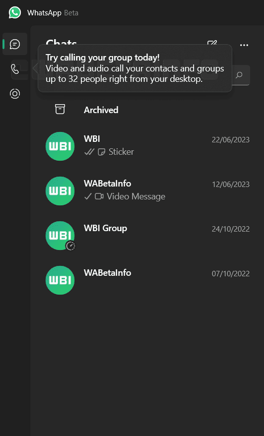 WhatsApp videochamadas Windows