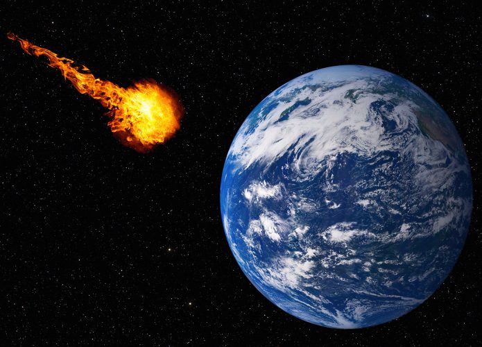 Ilustração de astreoide chegando à Terra