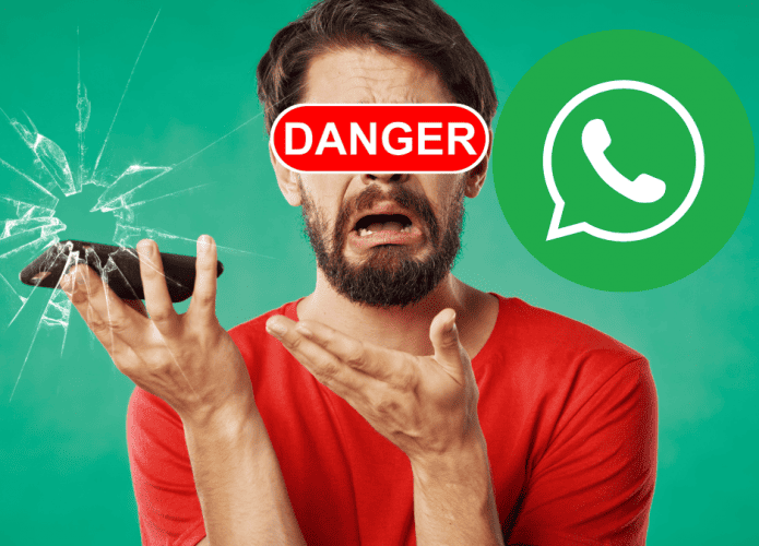 Imagem metafórica mostrando um homem irritado com um problema no WhatsApp