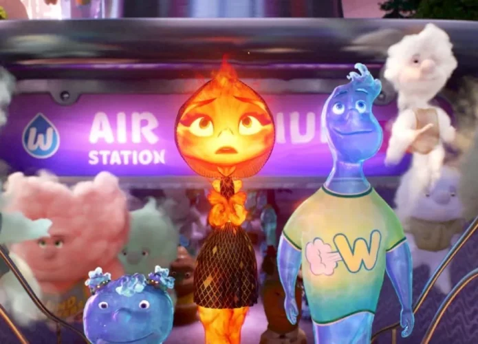 Cena da animação Elementos da Pixar