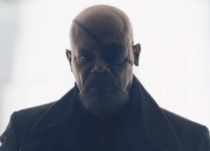 Nick Fury de frente na série Invasão Secreta
