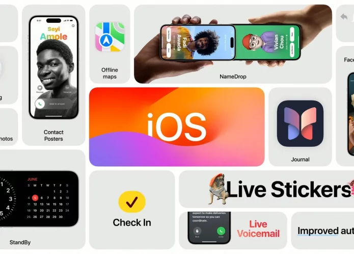 Montagem sobre recursos do iOS 17