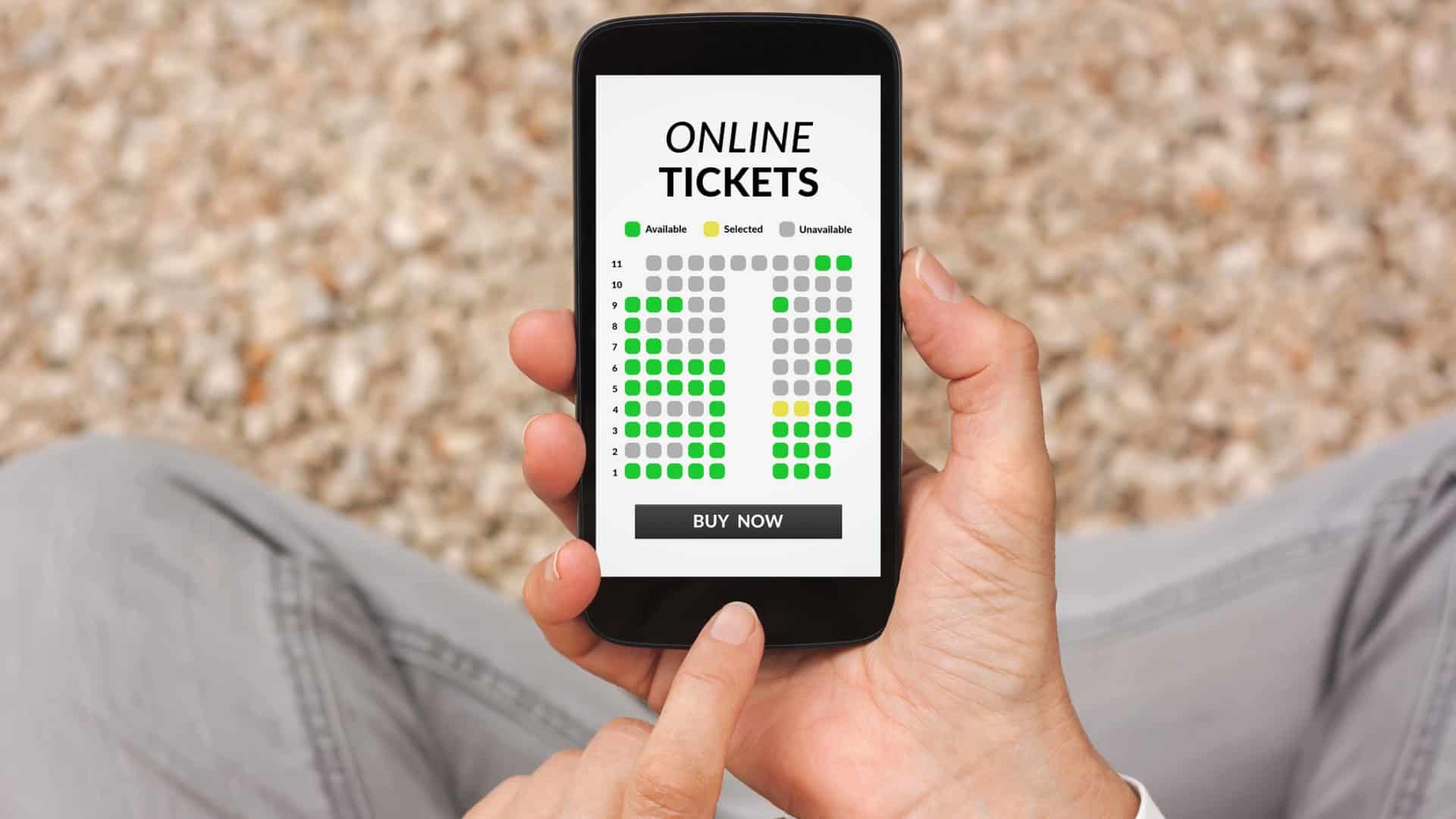 Ilustração representa a compra de ingressos online