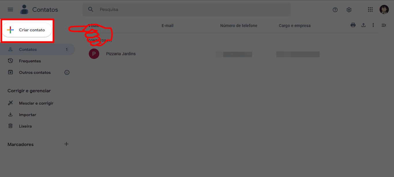 3 - como adicionar contatos na conta do gmail