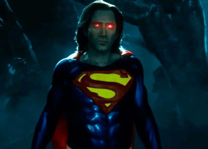 Cena de Nicolas Cage como Superman em The Flash
