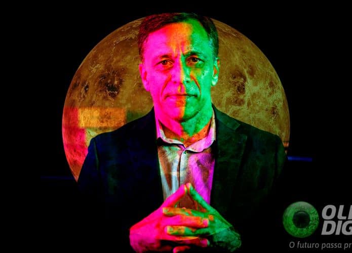 Foto de Guillermo Söhnlein, cofundador da OceanGate, sobrepondo imagem do planeta Vênus