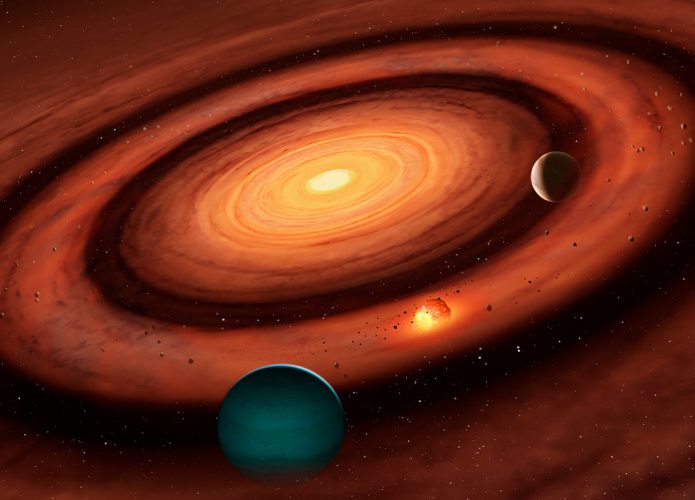 Ilustração digital de sanduíche de planetas