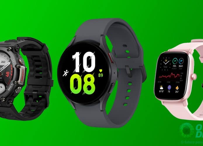 Montagem com smartwatches em promoção na Amazon