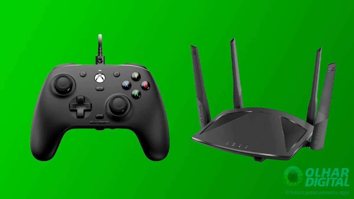 Montagem com controle e roteador em promoção na Amazon