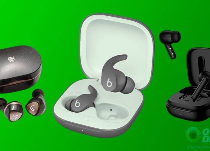 Montagem com fones de ouvido sem fio em promoção na Amazon