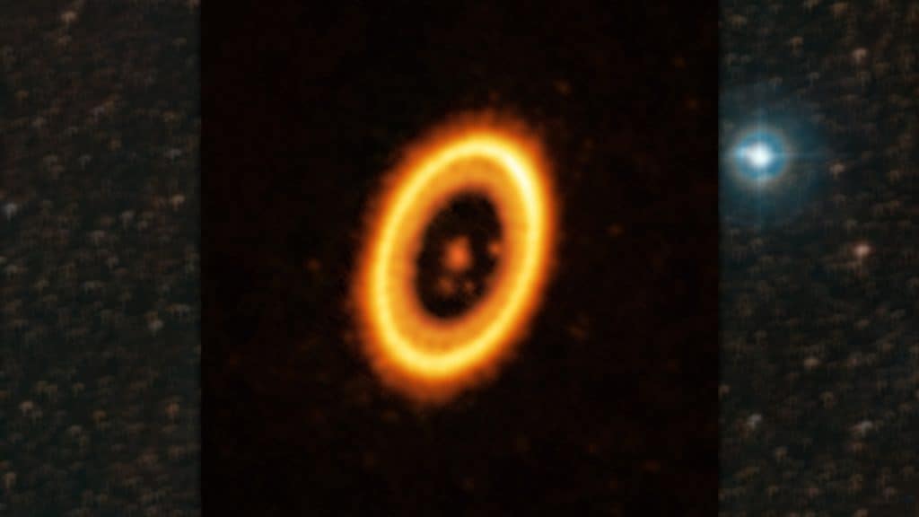 Imagem capturada por telescópio alma de exoplanetas irmãos possivelmente compartilhando a mesma órbita